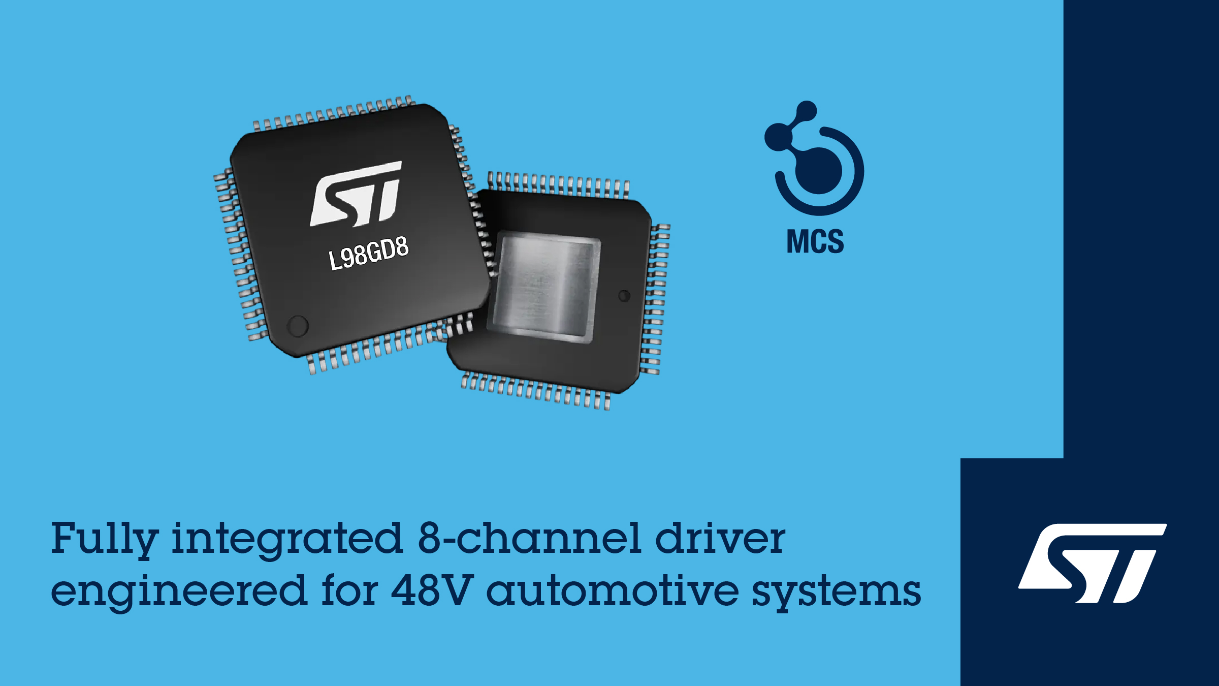 STMicroelectronics 8-channel automotive microchip driver for 48V systems