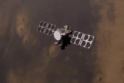This close-up illustration shows what one of the twin ESCAPADE spacecraft will look like conducting its science operations.