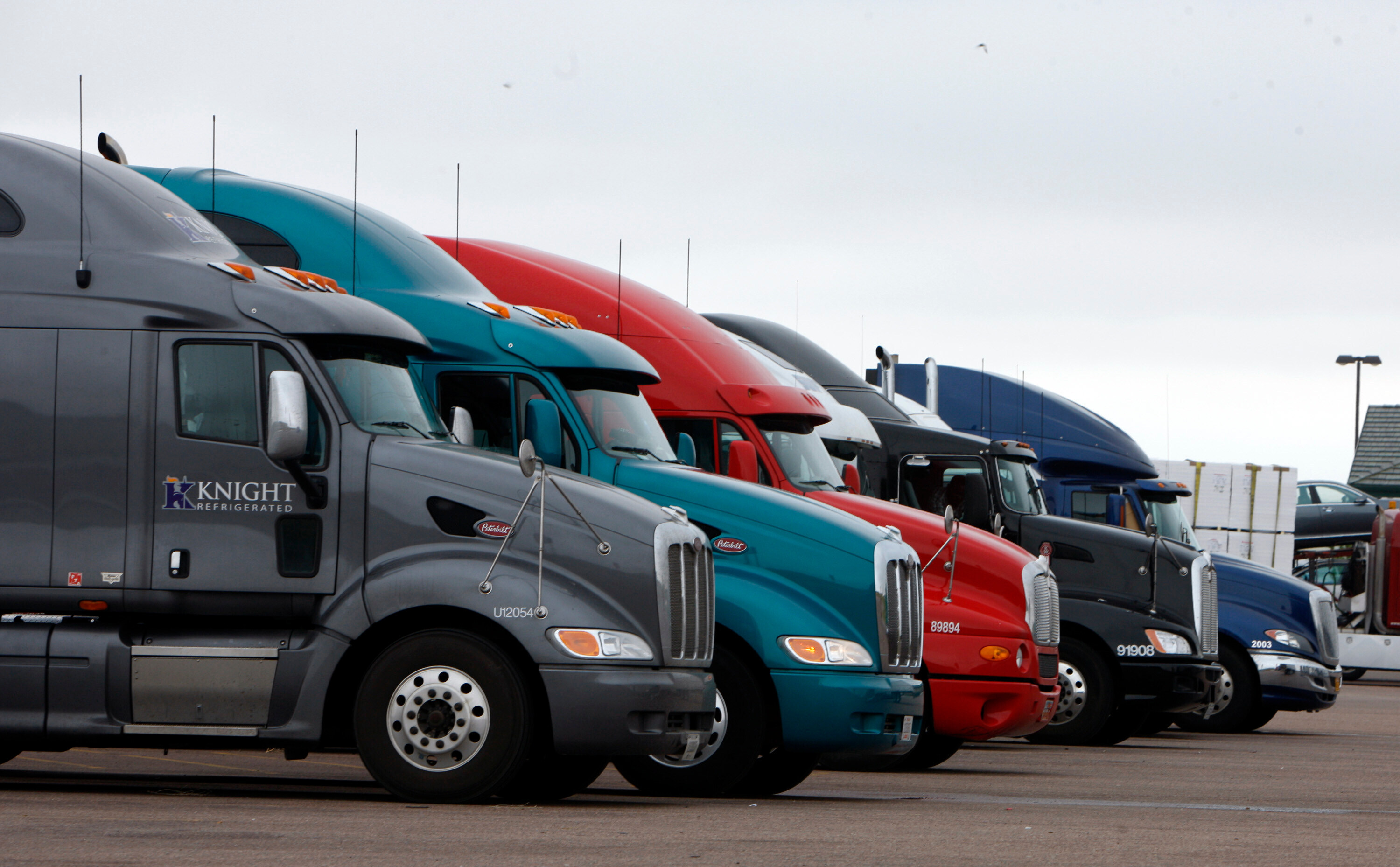 Big rigs stack up at the Flying J Truck Stop along Interstate 70 near the small Colorado plains community of Limon, May 21, 2009.