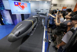 A low-cost autonomous cruise missile Barracuda 500, jointly manufactured by U.S Anduril and Taiwan's National Chung-Shan Institute of Science and Technology, isndisplayed during the Taipei Aerospace & Defense Technology Exhibition (TADTE) at Nangang Exhibition Center in Taipei, Taiwan, Sept. 20, 2025.