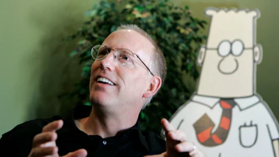 Scott Adams, creator of the comic strip Dilbert, talks about his work at his studio in Dublin, Calif., on Oct. 26, 2006.