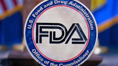 The Food and Drug Administration seal is seen at the Hubert Humphrey Building Auditorium in Washington, April 22, 2025.