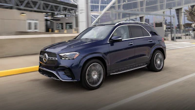 This photo provided by Mercedes-Benz shows the 2026 Mercedes-Benz GLE 450e, a luxury hybrid SUV with a refined, comfortable interior and easy-to-use tech.