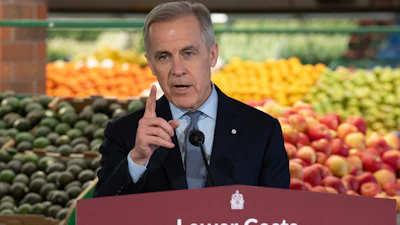 Canadian Prime Minister Mark Carney during an event at a grocery store in Ottawa, Jan. 26, 2026.