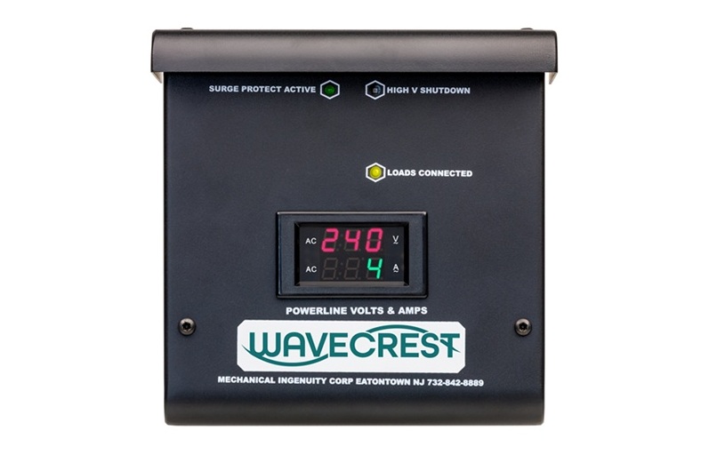 Wavecrest power control panel with digital voltage and amperage display