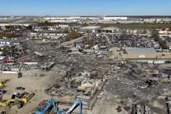 This photo provided by the National Transportation Safety Board shows UPS plane crash scene on Thursday, Nov. 6, 2025 in Louisville, Ky.