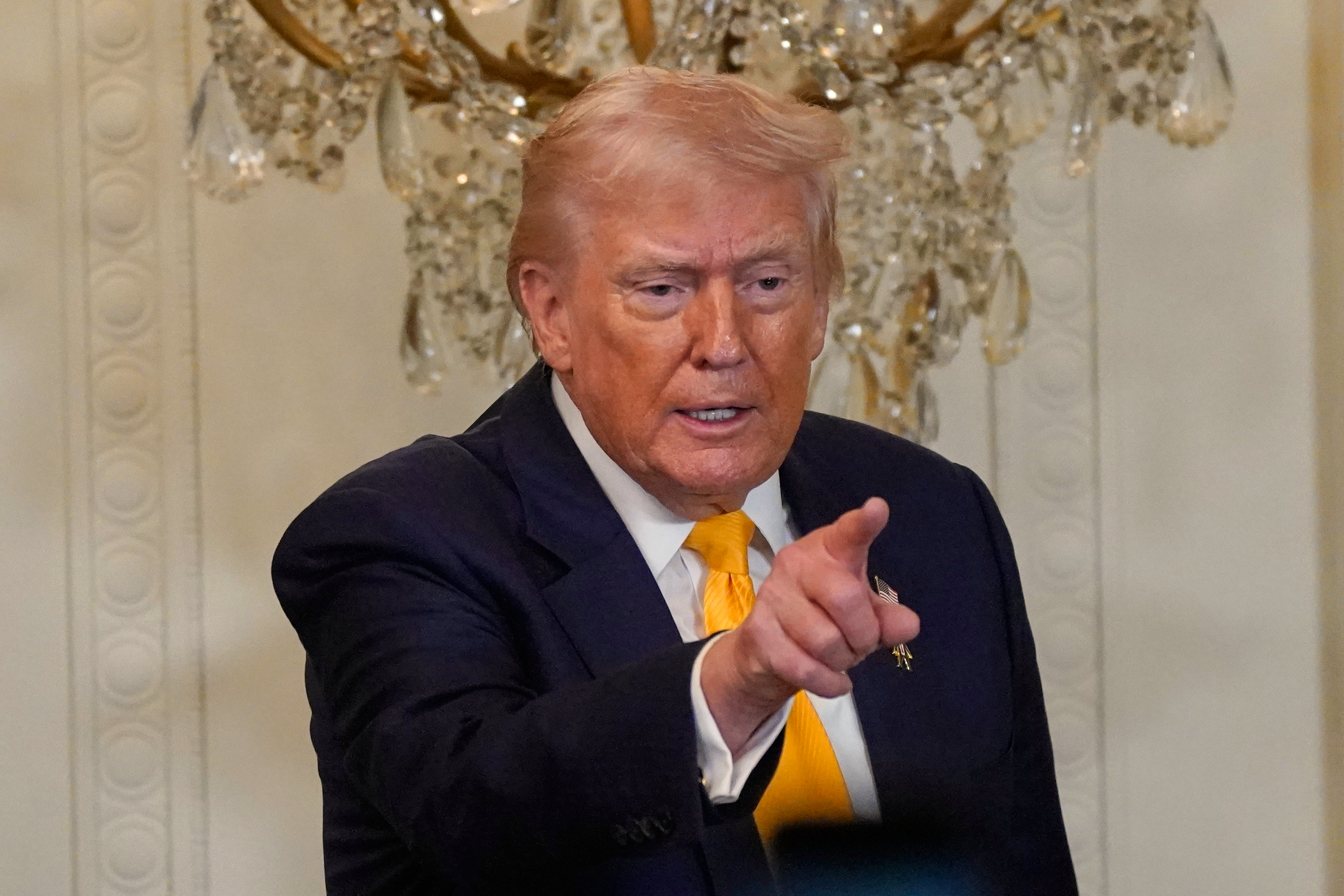 President Donald Trump during an event in the East Room of the White House, Feb. 18, 2026.