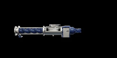 Blue and silver industrial screw pump or progressive cavity pump
