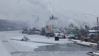 A barge departs along the Monongahela River from U.S. Steel's Clairton Coke Works in Clairton, Pa., on Sunday, Feb. 1, 2026.