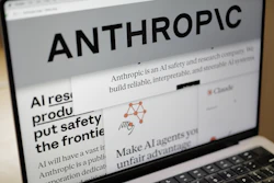 Pages from the Anthropic website and the company's logo are displayed on a computer screen in New York, Feb. 26, 2026.