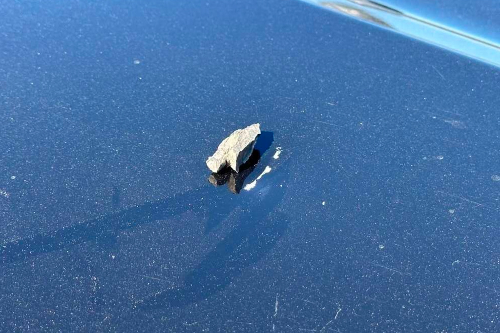 This photo provided by the California Highway Patrol shows shrapnel from live artillery that hit patrol vehicles during an Oct. 18, 2025, military celebration in San Diego.
