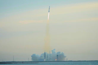 The Blue Origin New Glenn rocket lifts off from LC36 at the Cape Canaveral Space Force station, Sunday, April 19, 2026, in Cape Canaveral, Fla.