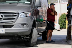 Ray Ruda fills his van at a gas station, March 25, 2026, Brentwood, Tenn.