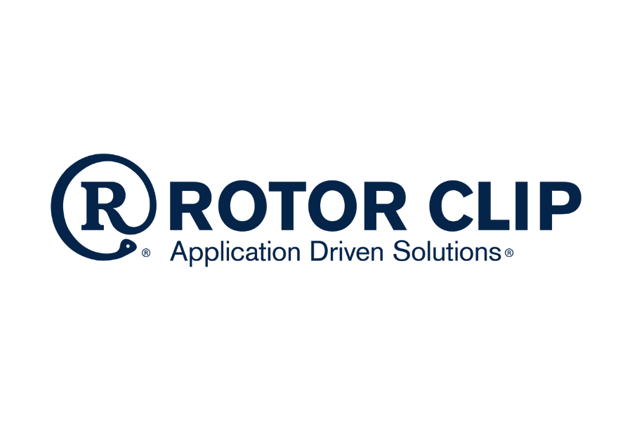 Rotor Clip logo with circular R symbol and Application Driven Solutions tagline