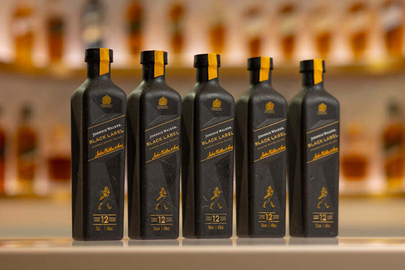 These bottles of Johnnie Walker Black Label whisky are made of a fiber-based glass alternative.
