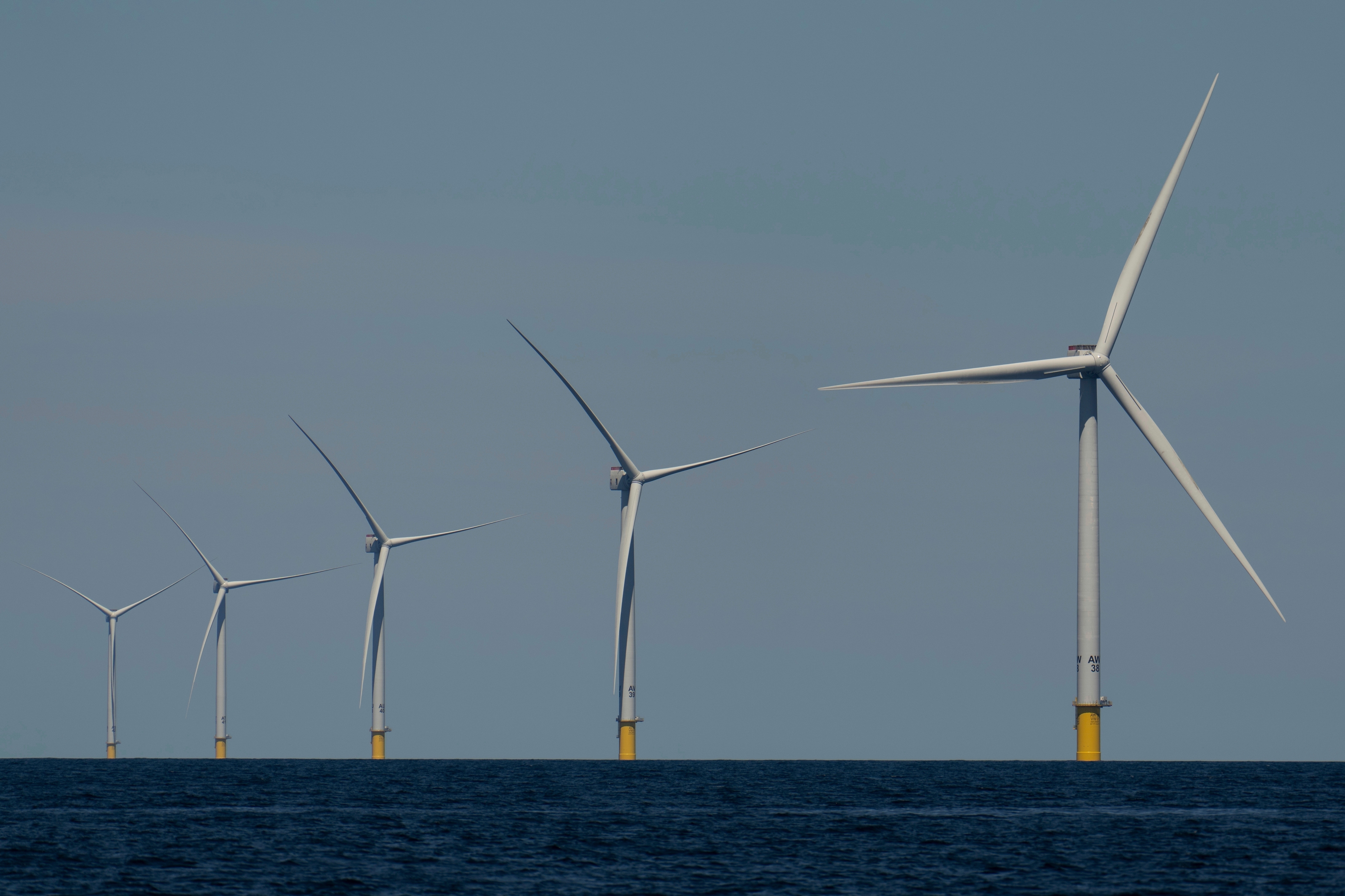 Wind turbines operate at Vineyard Wind 1 offshore wind farm off the coast of Massachusetts, July 19, 2025.