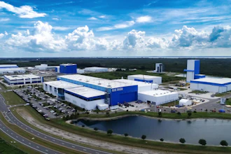 An aerial view of Blue Origin's manufacturing complex in Cape Canaveral, Florida.