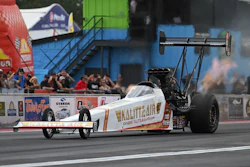 In this photo provided by the NHRA, Top Fuel's Shawn Langdon sets a new NHRA speed record Friday, May 1, 2026, at the NHRA Southern Nationals drag races at South Georgia Motorsports Park in Adel, Ga.
