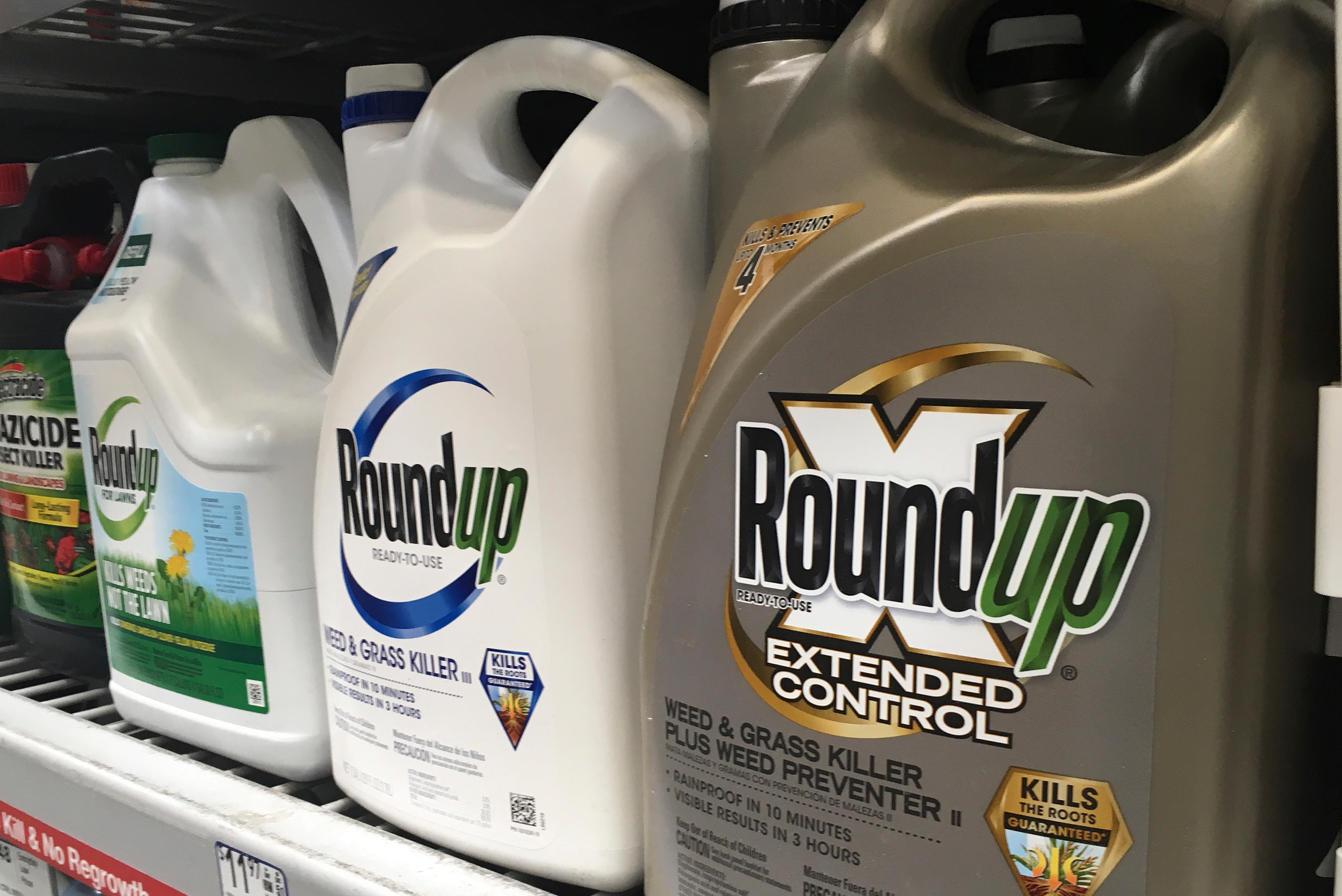 Containers of Roundup are displayed on a store shelf in San Francisco, Feb. 24, 2019.