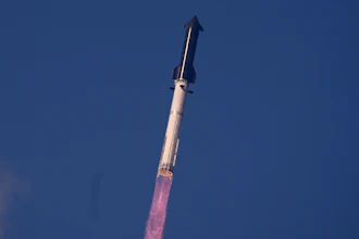 SpaceX's mega rocket Starship makes a test flight from Starbase, Texas, Friday, May 22, 2026.