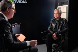 Jensen Huang, president and CEO of Nvidia, listens during an interview before a groundbreaking ceremony for an expansion of Coherent's manufacturing facility on Tuesday, June 16, 2026, in Sherman, Texas.