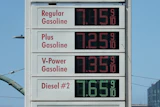Prices displayed at a gas station in San Francisco, April 29, 2026.