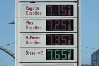 Prices displayed at a gas station in San Francisco, April 29, 2026.