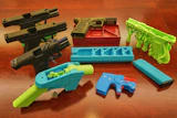 Ghost guns, provided by the New York City Police Department, are displayed in the Manhattan District Attorney's office, in New York, Oct. 15, 2025.