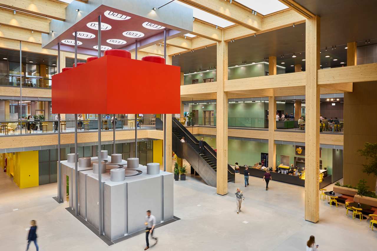 Lego's new manufacturing hub includes a 25‑tonne red 2x4 LEGO brick installation.