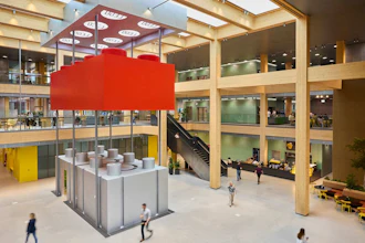 Lego's new manufacturing hub includes a 25‑tonne red 2x4 LEGO brick installation.