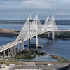 The Dames Point Bridge spanning the St. Johns River in Jacksonville, Florida.