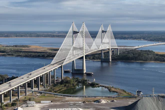 The Dames Point Bridge spanning the St. Johns River in Jacksonville, Florida.