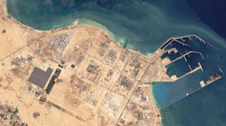 This satellite image from Planet Labs PBC shows the Ras Laffan industrial area in Qatar on March 6, 2026.