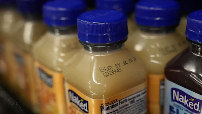 An Enjoy By date is stamped on a drink displayed at Park Plaza Fine Foods, June 30, 2026, San Francisco.