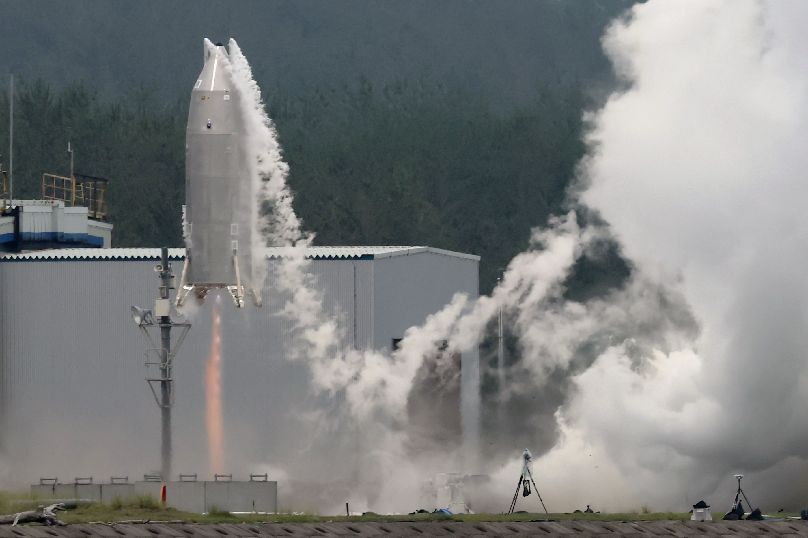 The Reusable Vehicle eXperiment, known as RV-X, is seen in a test launch at the Noshiro Rocket Testing Center of the Japan Aerospace Exploration Agency in Noshiro, northern Japan, Saturday, July 11, 2026.
