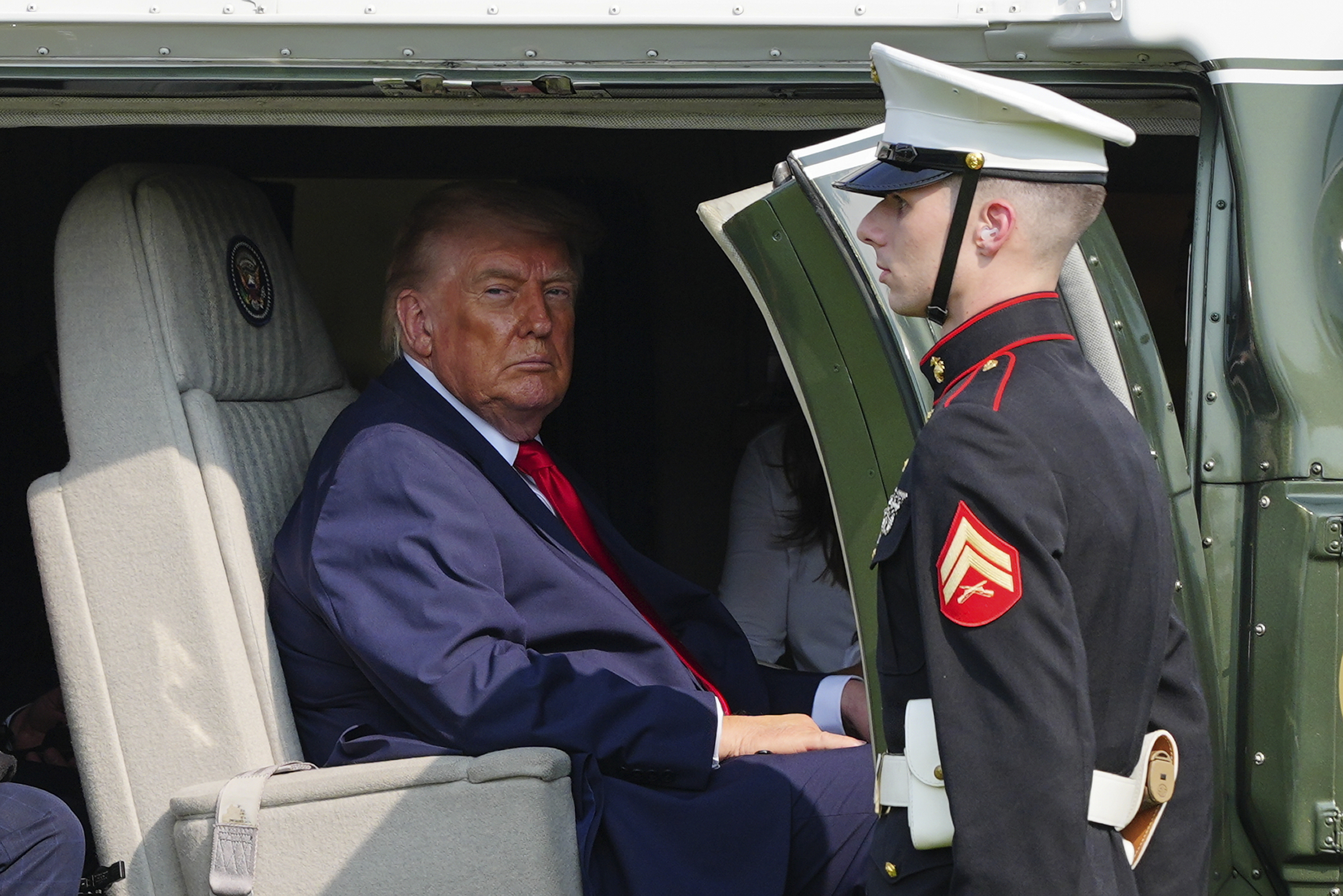 President Donald Trump departs on Marine One after speaking at the United States Army War College in Carlisle, Pa., at the Pennsylvania Defense and Innovation Summit, Wednesday, July 15, 2026.