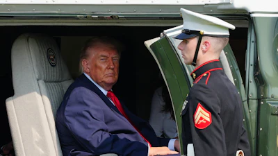 President Donald Trump departs on Marine One after speaking at the United States Army War College in Carlisle, Pa., at the Pennsylvania Defense and Innovation Summit, Wednesday, July 15, 2026.