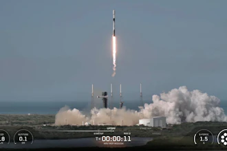 This image from video provided by SpaceX shows a Falcon 9 rocket carrying Northrop Grumman’s mission robotic vehicle — dubbed MRV, launches from Cape Canaveral, Fla., on Tuesday, July 21, 2026.