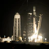 A SpaceX Falcon 9 rocket lifts off from pad 39A with a payload of a pair of lunar landers at the Kennedy Space Center in Cape Canaveral, Fla., Jan. 15, 2025.