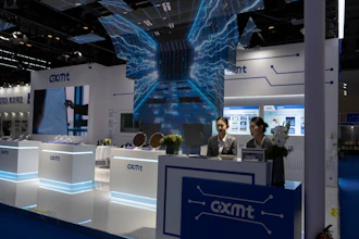 Workers at the booth for Chinese DRAM producer ChangXin Memory Technologies, also known as CXMT, wait for visitors at the 21st China International Semiconductor Expo in Beijing, Nov. 20, 2024.