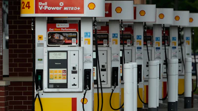 Gas pumps are seen at a gas station in Buffalo Grove, Thursday, June 25, 2026.