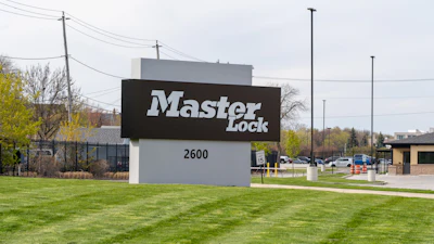 Outside of Master Lock's plant in Milwaukee, Wisconsin, on May 3, 2023.