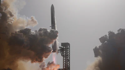 SpaceX's mega rocket Starship lifts off for a test flight from Starbase, Texas, Friday, July 24, 2026.