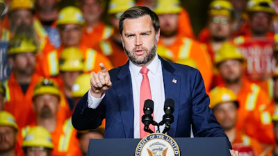 Vice President JD Vance speaks at the Cleveland Cliffs Middletown Works, Friday, Aug. 21, 2026, in Middletown, Ohio.