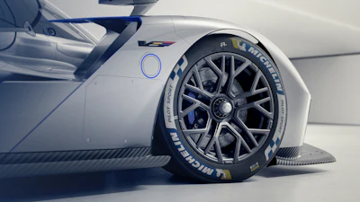 The V-ONE has a V8 hybrid powertrain that shares foundations with the Cadillac V-Series.R race car.