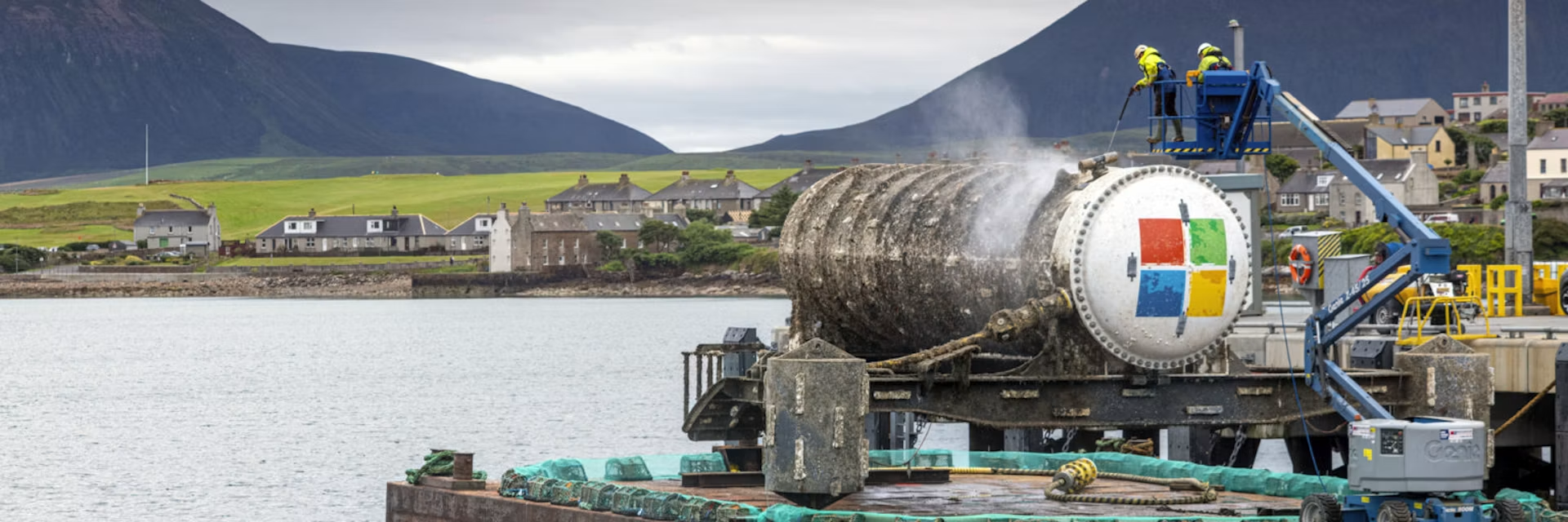 Underwater data centers will accumulate sea life, like this Microsoft data center testing module, which in two years underwater attracted algae, barnacles and sea anemones.