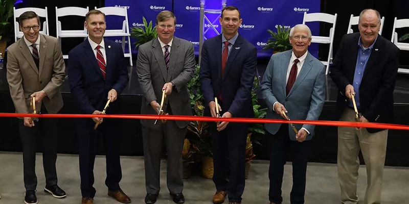 From left to right: Clint Church, Phantom Works Chief Engineer, Massachusetts and Virginia sites; U.S. Congressman Michael Guest; Mississippi Governor Tate Reeves; Luke Colville, President and CEO, Aurora Flight Sciences; U.S. Senator Roger Wicker; U.S Congressman Trent Kelly.