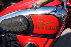 A vintage Moto Guzzi motorcycle is displayed during the Moto Guzzi opening inaugurating its completely redeveloped historic factory and new museum as the motorcycle maker celebrates its 105th anniversary, in Mandello del Lario, Thursday, Sept. 3, 2026.