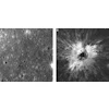This combination of photos made by NASA's Lunar Reconnaissance Orbiter shows the same area on the surface of the moon before and after a newly-discovered crater in May 2024.
