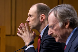 Austan Goolsbee, left, then-Council of Economic Advisers Chairman under President Barack Obama, testifies on Capitol Hill, Feb. 28, 2013.